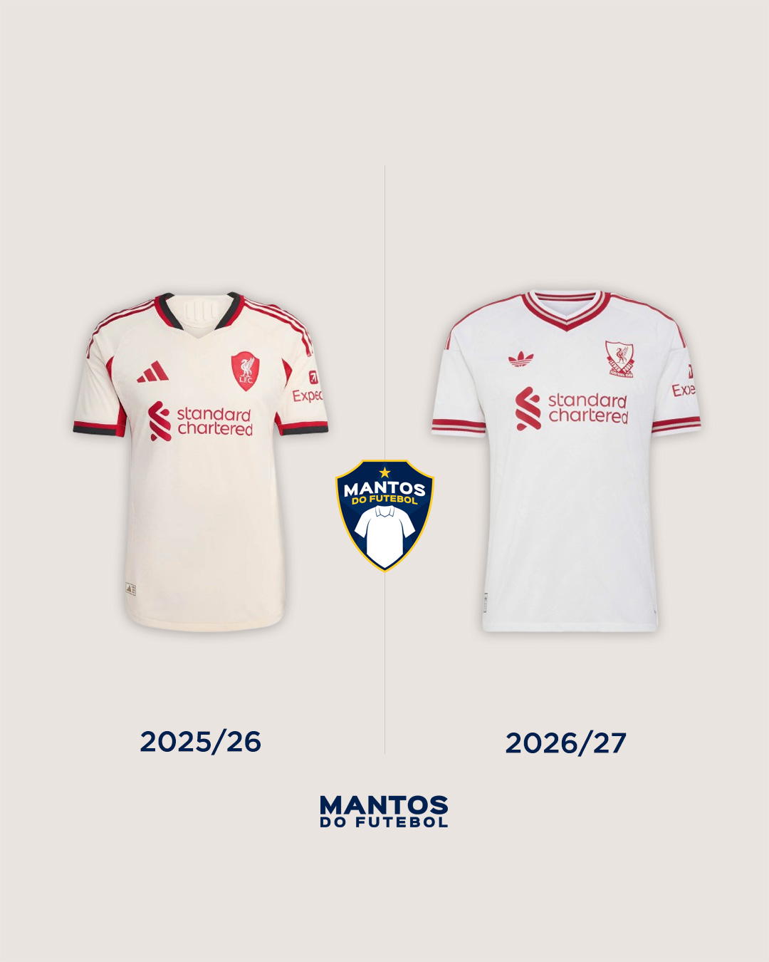 Camisa reserva do Liverpool FC 2026-2027 adidas Antes x Depois