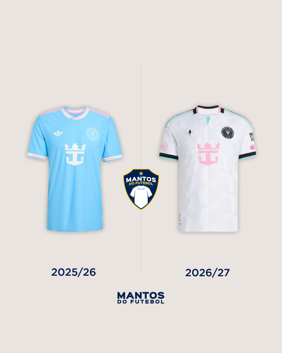 Terceira camisa do Inter Miami 2026-2027 Adidas MLS Antes x Depois