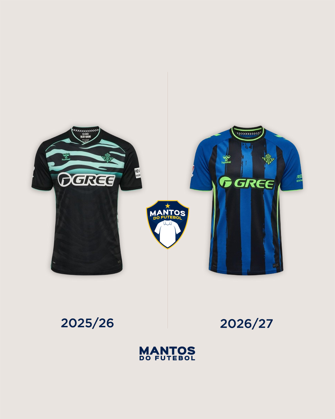 Terceira camisa do Real Betis 2026-2027 hummel - Antes x Depois