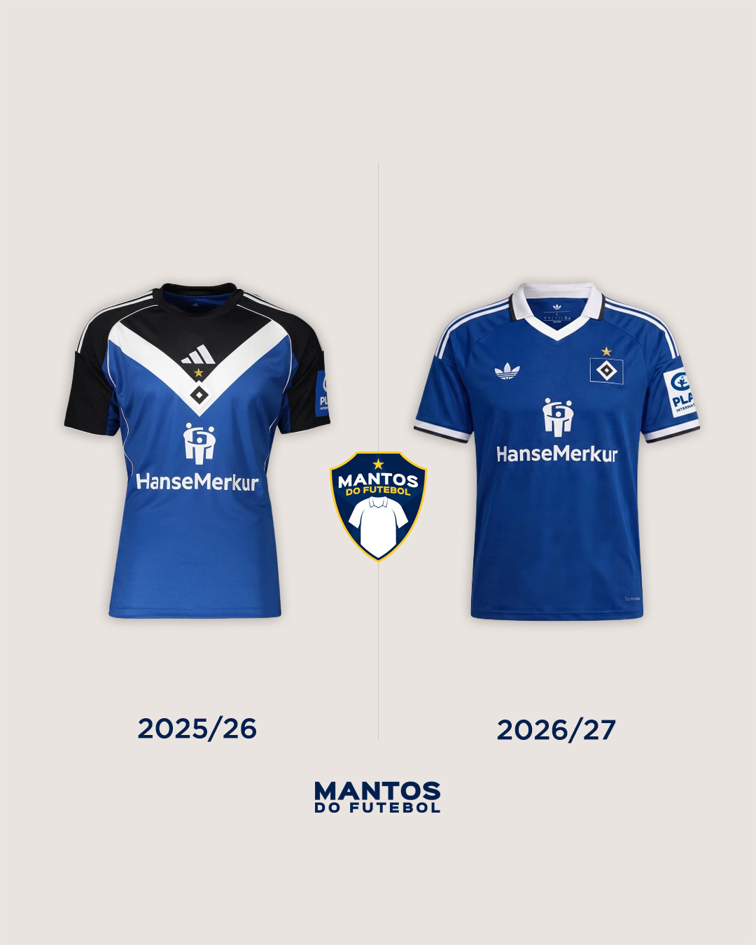 Camisa reserva do Hamburgo 2026-2027 adidas Antes x Depois