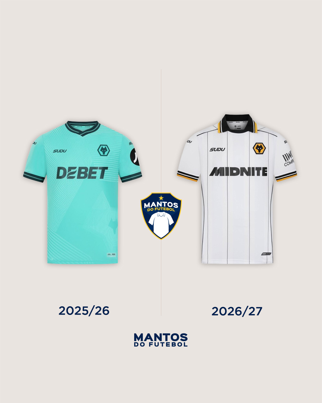 Camisa reserva do Wolverhampton 2026-2027 SUDU Antes x Depois