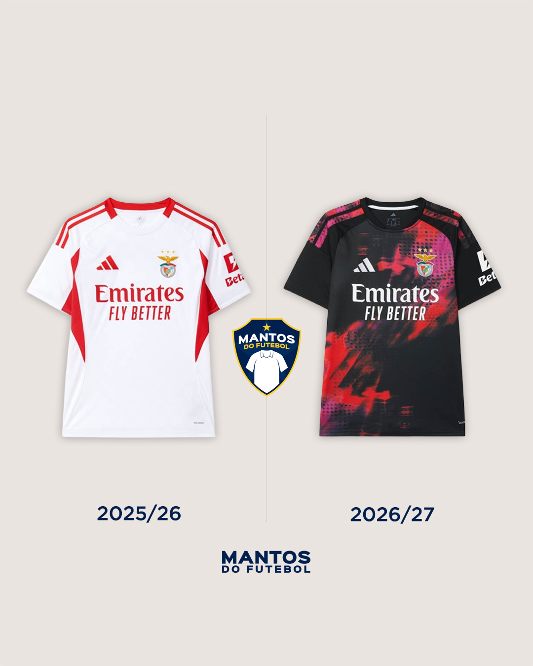 Terceira camisa do Benfica 2026-2027 adidas Antes ou Depois