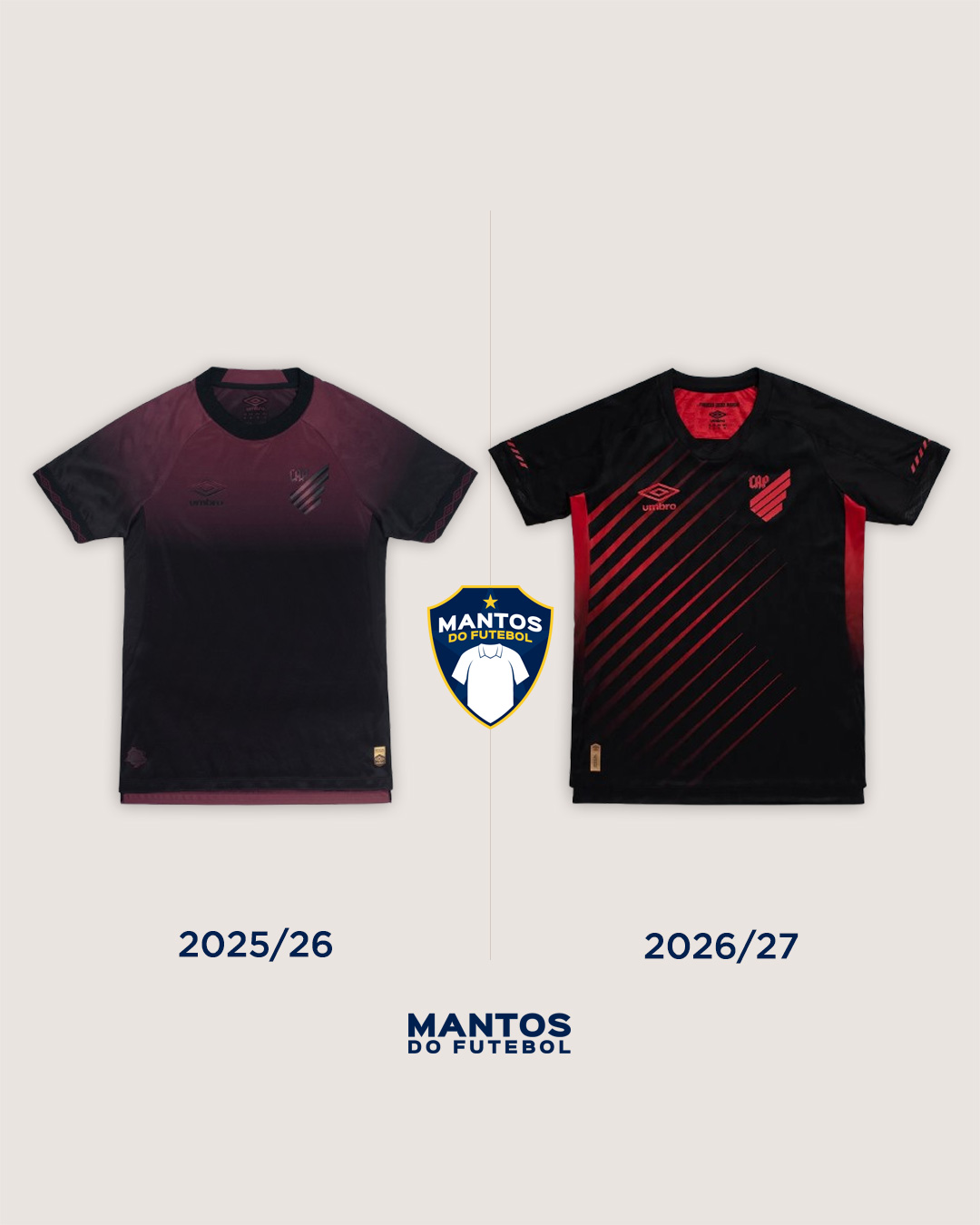 Terceira camisa do Athletico-PR 2026 Umbro Antes x Depois