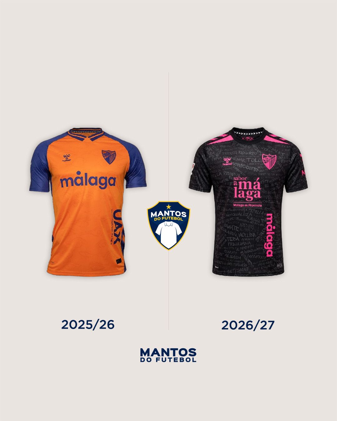 Terceira camisa do Málaga CF 2026-2027 hummel Antes x Depois