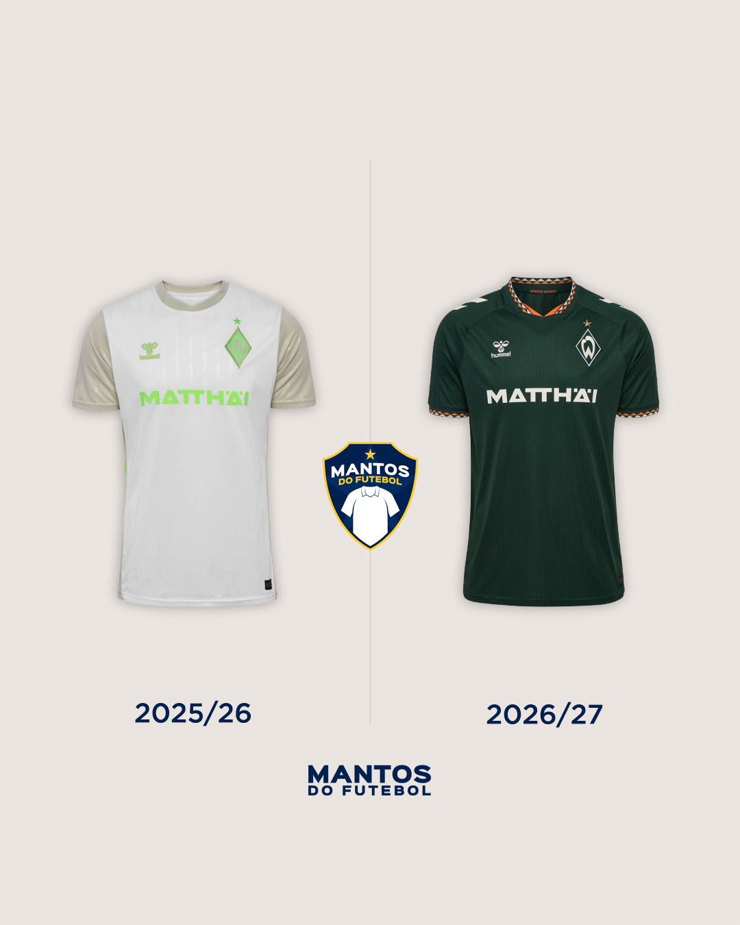 Camisa reserva do Werder Bremen 2026-2027 Hummel Antes x Depois