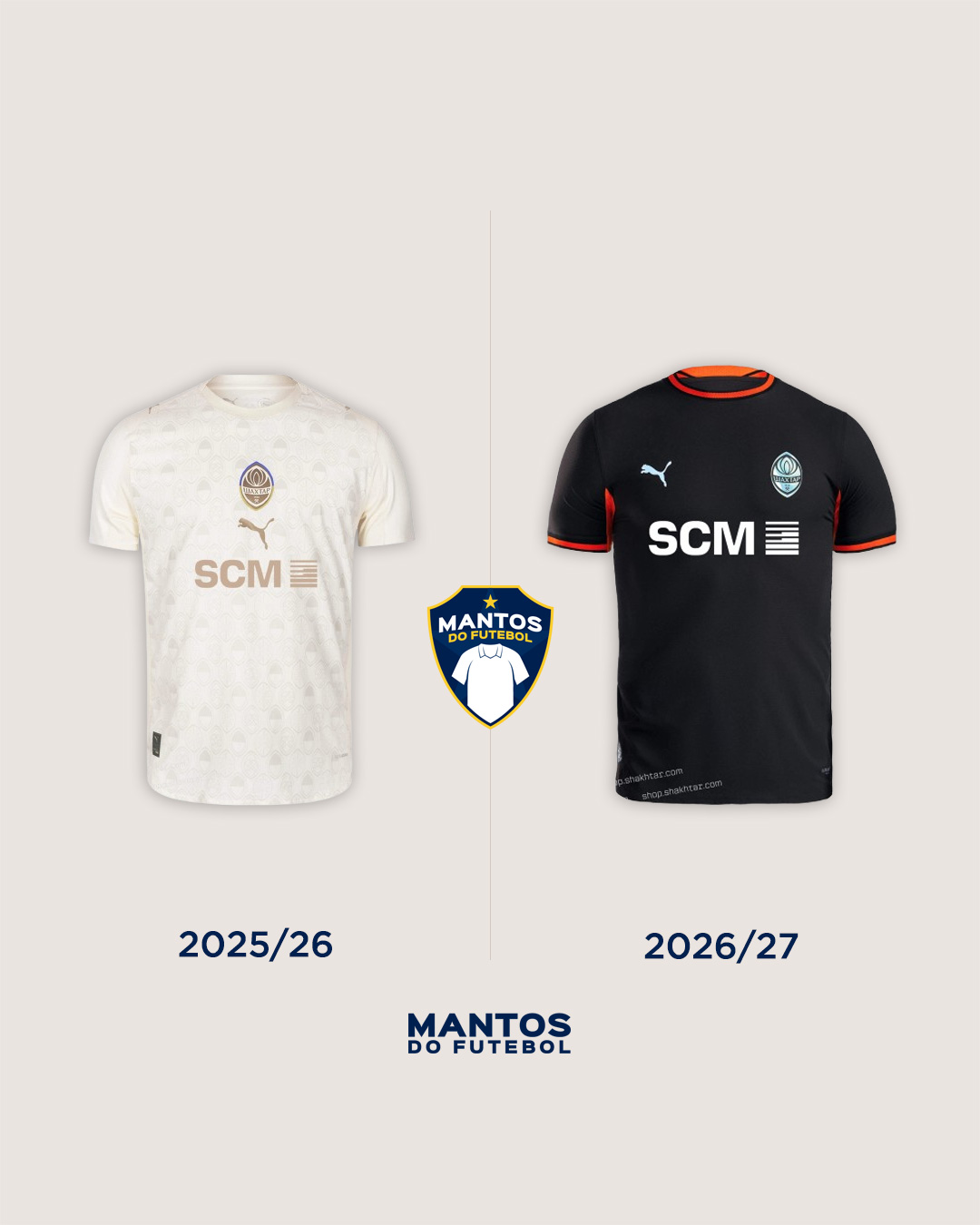 Terceira camisa do Shakhtar Donetsk 2026-2027 PUMA Antes x Depois