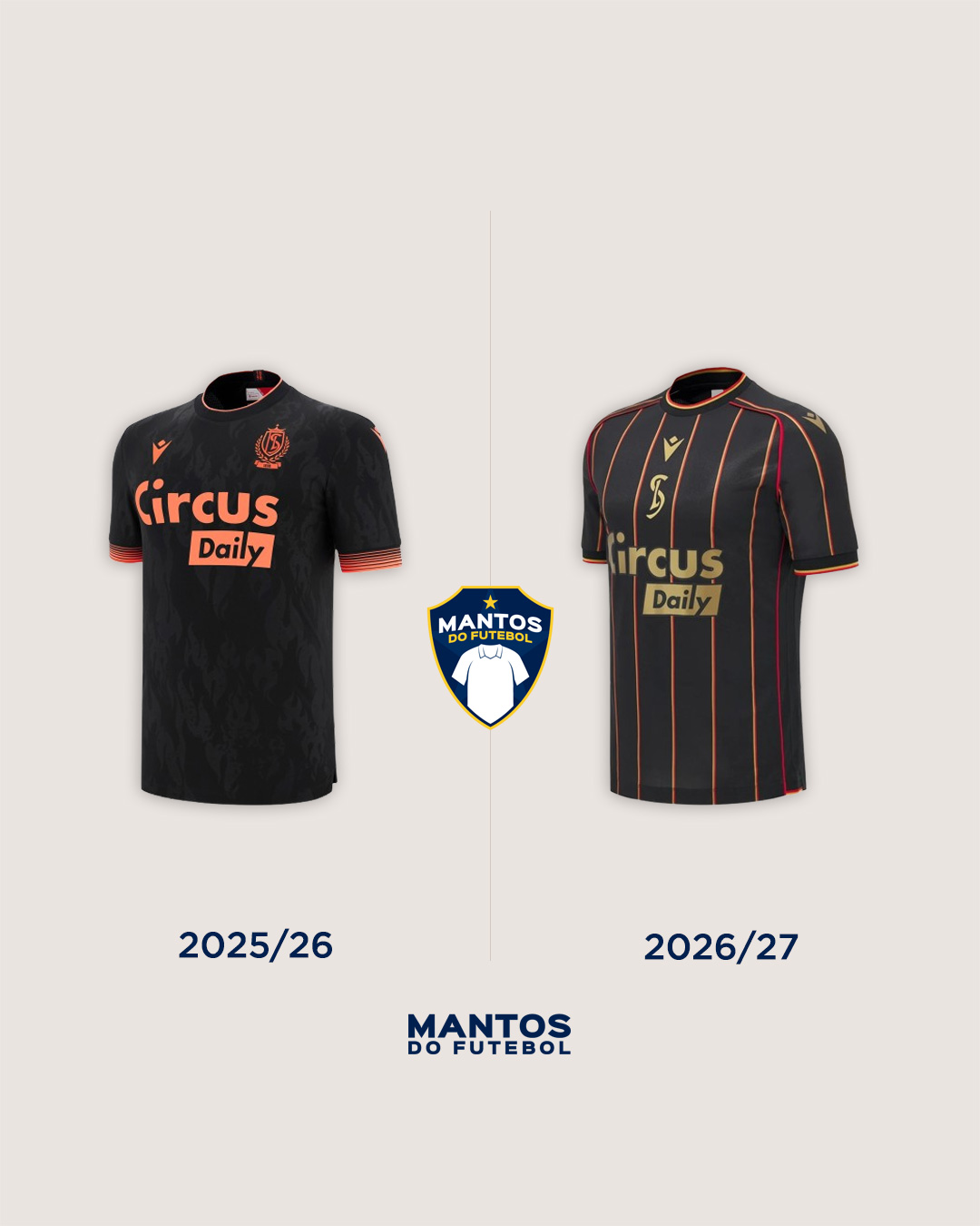 Camisa três do Standard Liège 2026-2027 Macron Antes e Depois