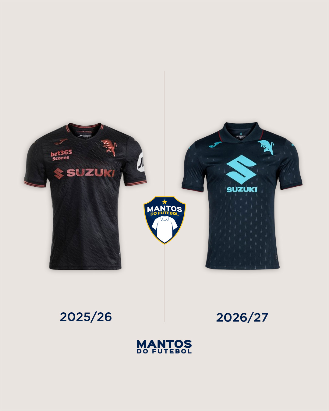 Terceira camisa do Torino FC 2026-2027 JOMA Antes x Depois