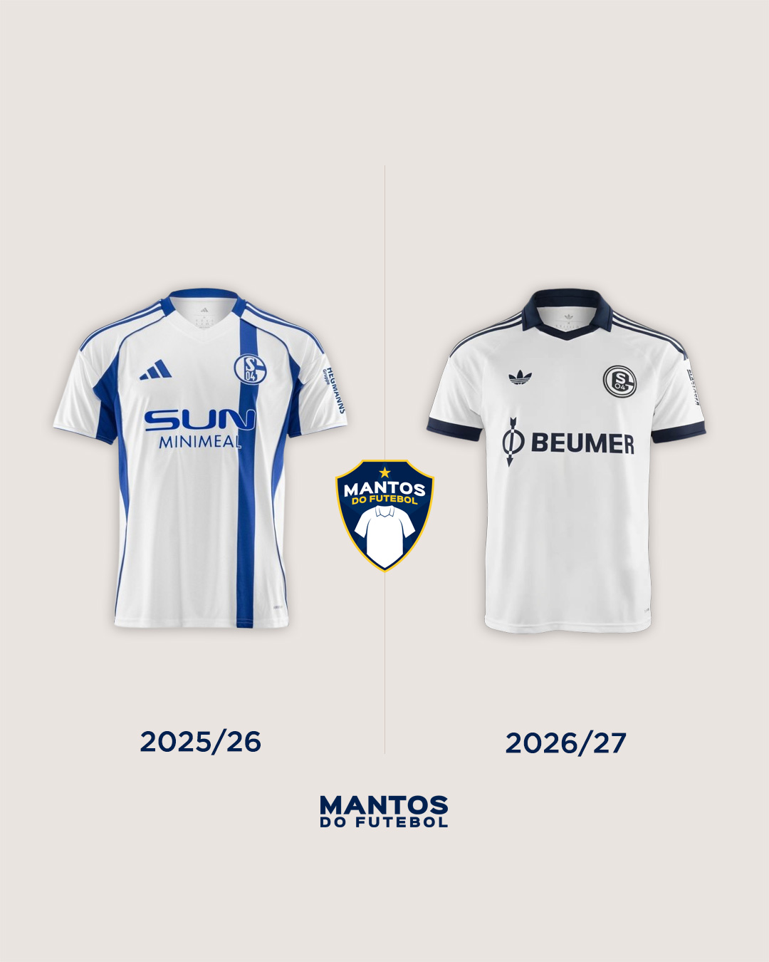 Camisa reserva do Schalke 04 2026-2027 adidas Antes x Depois