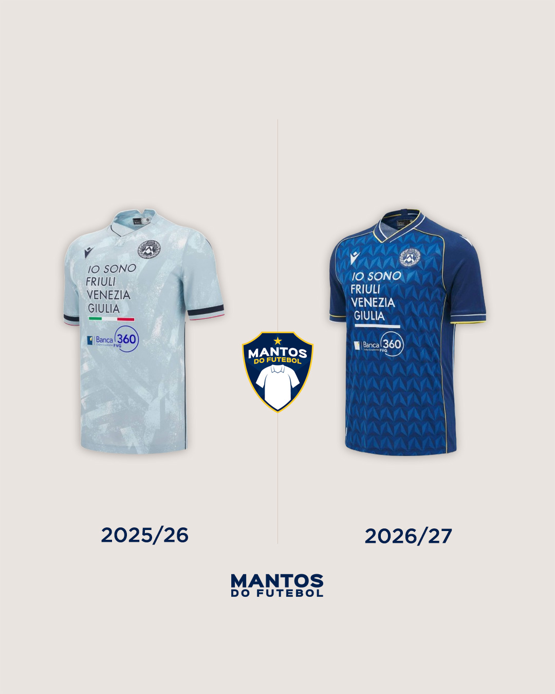 Camisa reserva da Udinese 2026-2027 Macron Antes x Depois