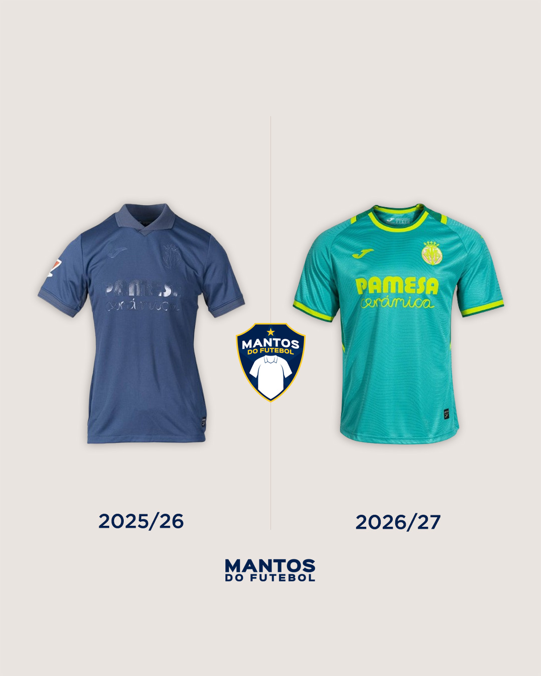 terceira camisa villarreal 2026-2027 joma Antes x depois