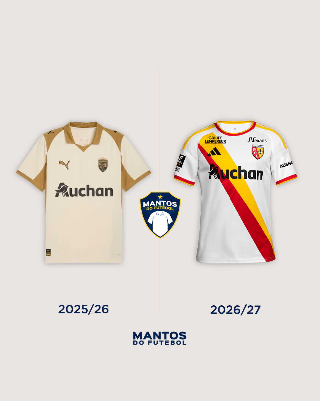 Terceira camisa do RC Lens 2026-2027 adidas Antes x Depois