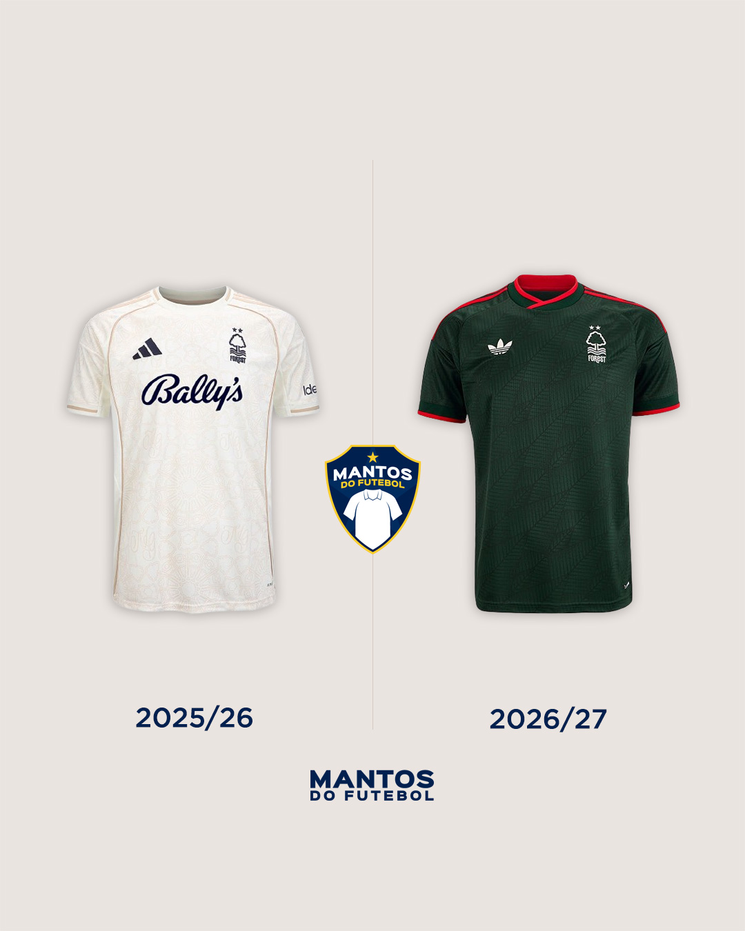 Camisa reserva do Nottingham Forest 2026-2027 adidas Antes x Depois
