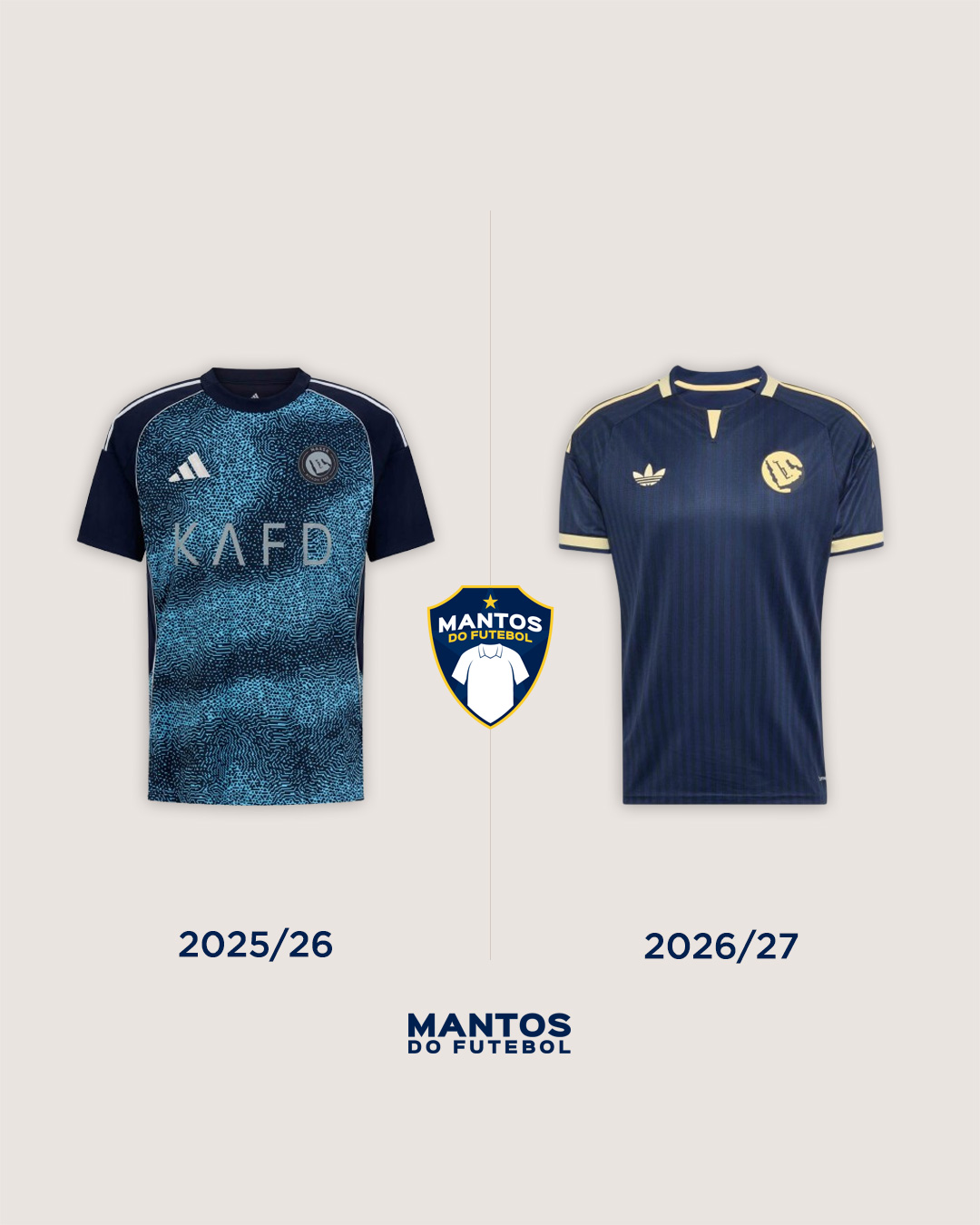 Camisa reserva do Al-Nassr 2026-2027 adidas Antes x Depois