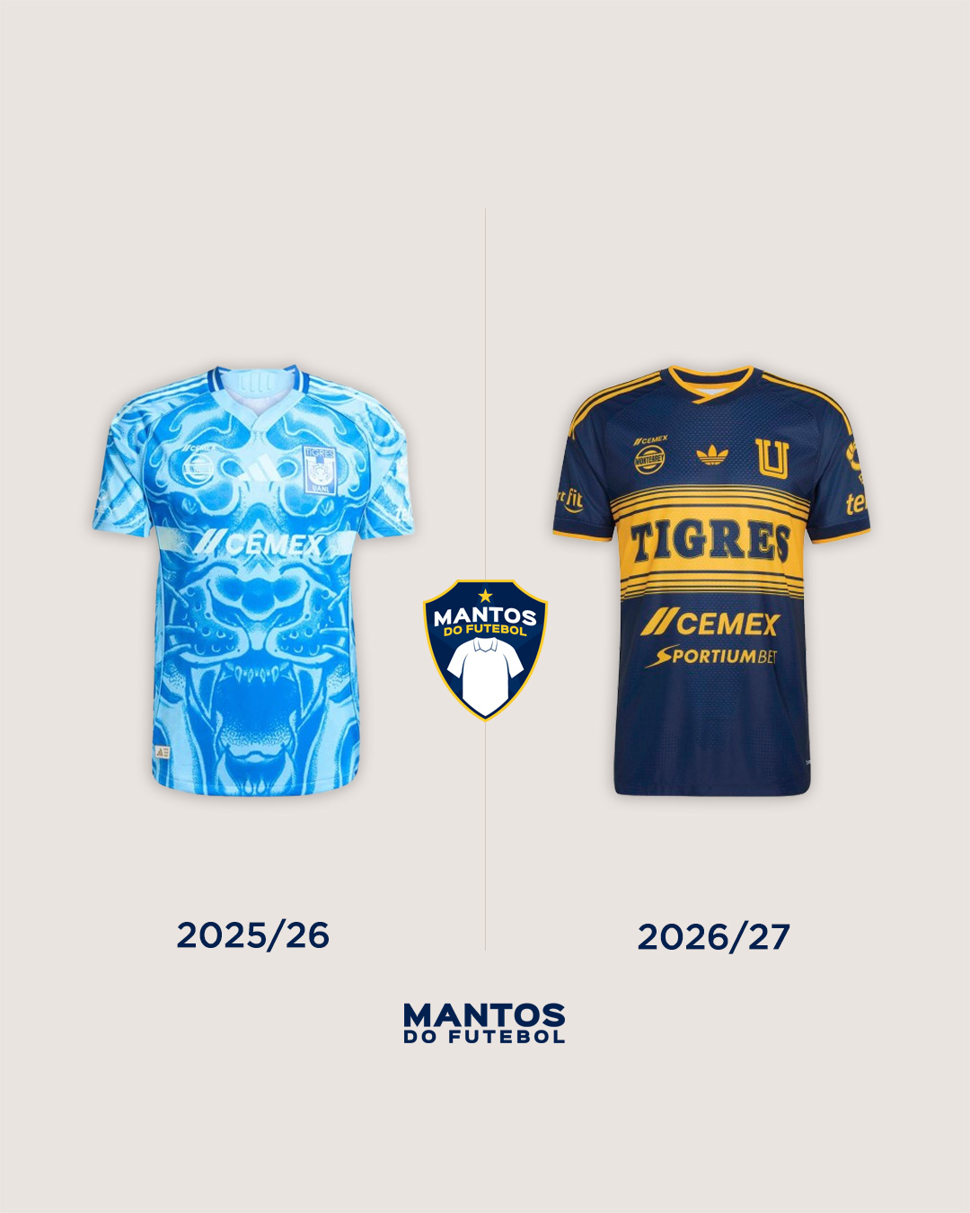 Camisa reserva do Tigres UANL 2026-2027 adidas kit