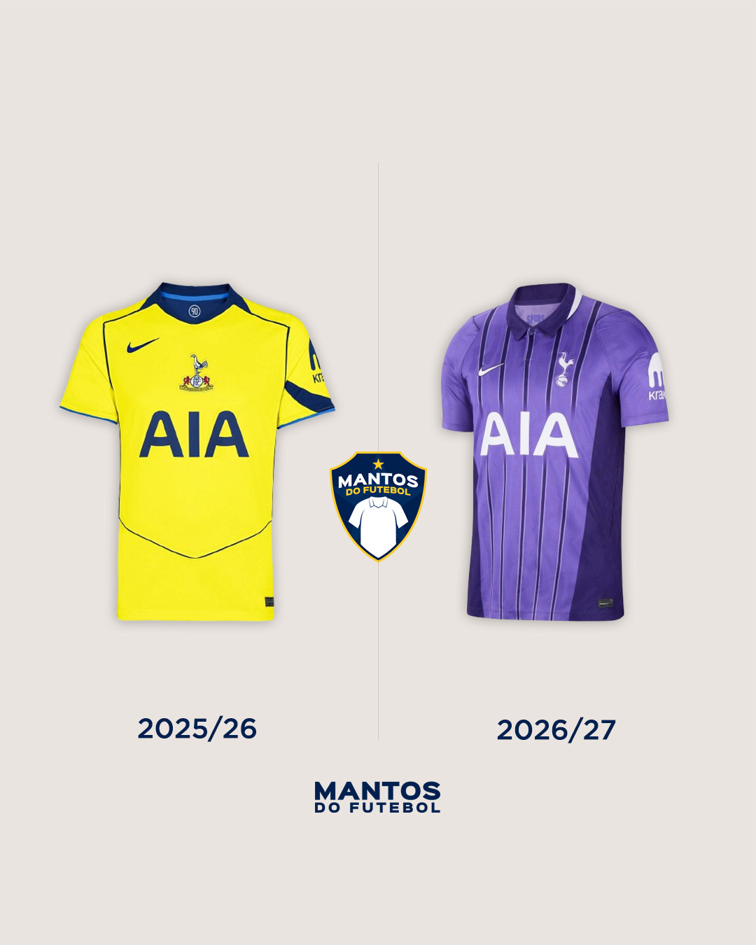 Terceira camisa do Tottenham 2026-2027 Nike Antes x Depois