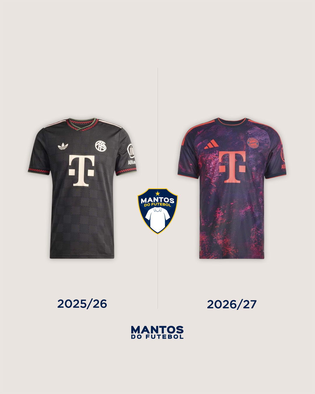 Terceira camisa do Bayern de Munique 2026-2027 adidas Antes x Depois