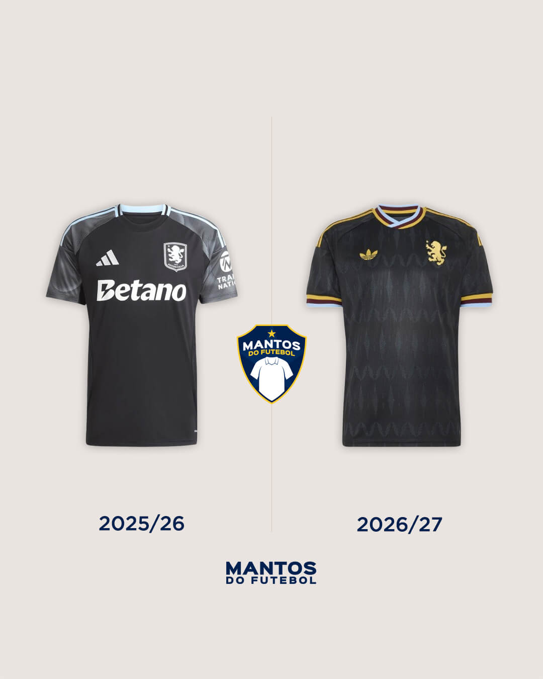 Camisa reserva do Aston Villa 2026-2027 adidas Antes x Depois