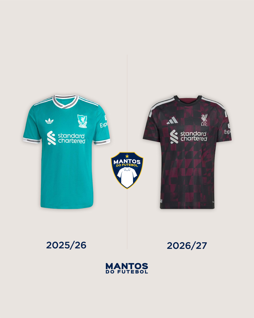 Terceira camisa do Liverpool FC 2026-2027 adidas Antes x Depois