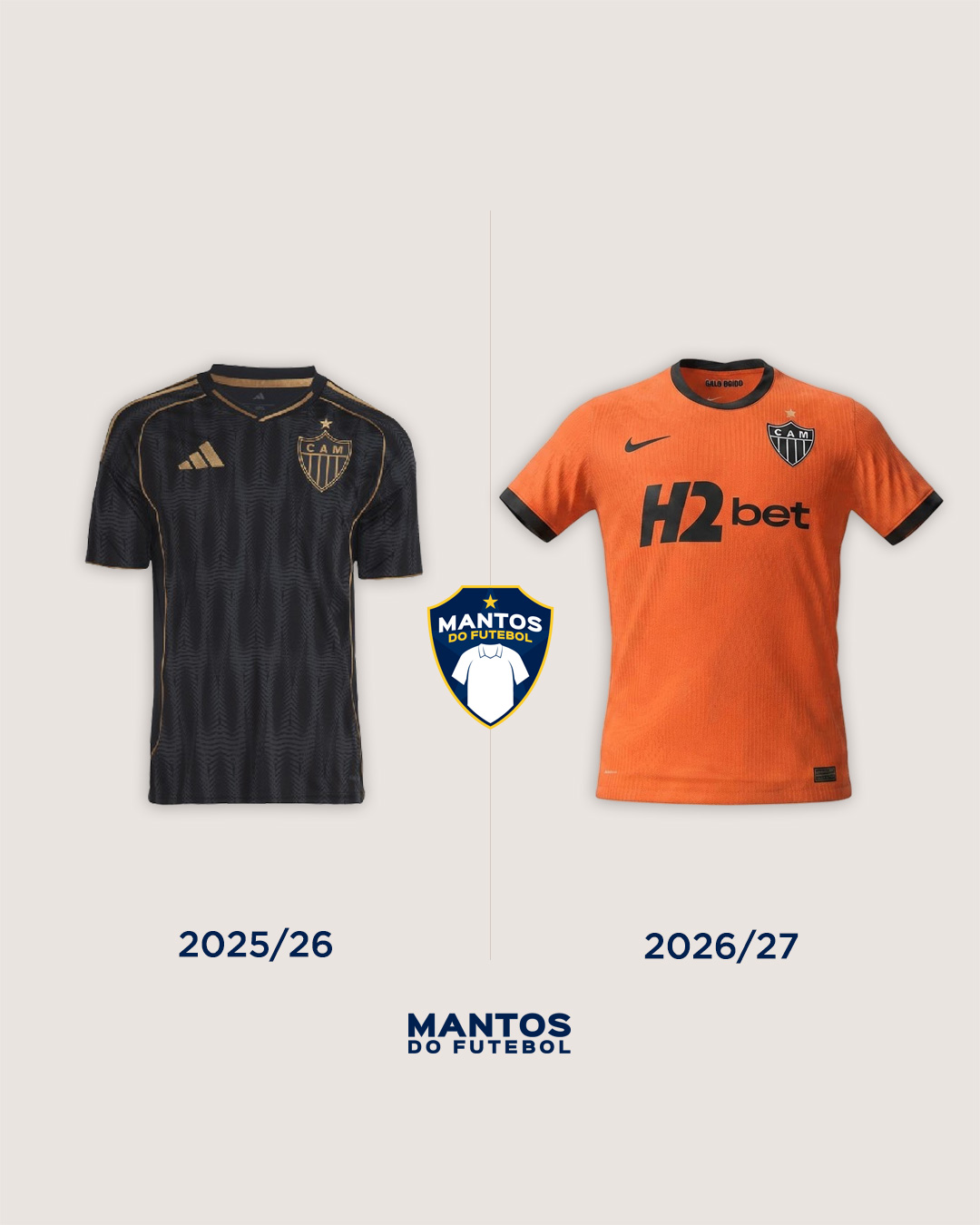 Terceira camisa do Atlético Mineiro 2026-2027 Nike Antes x Depois