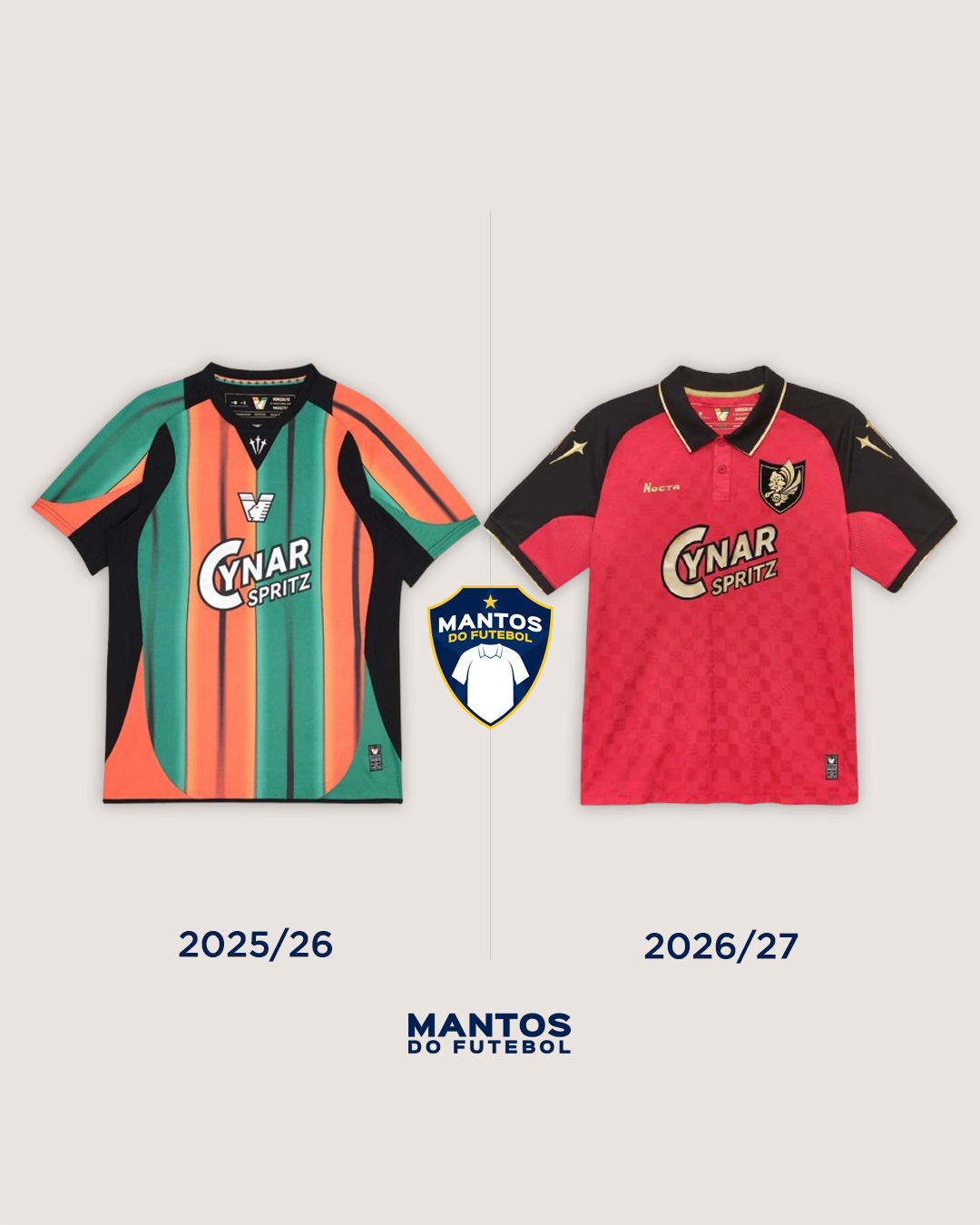 Terceira camisa do Venezia 2026-2027 NOCTA Antes x Depois