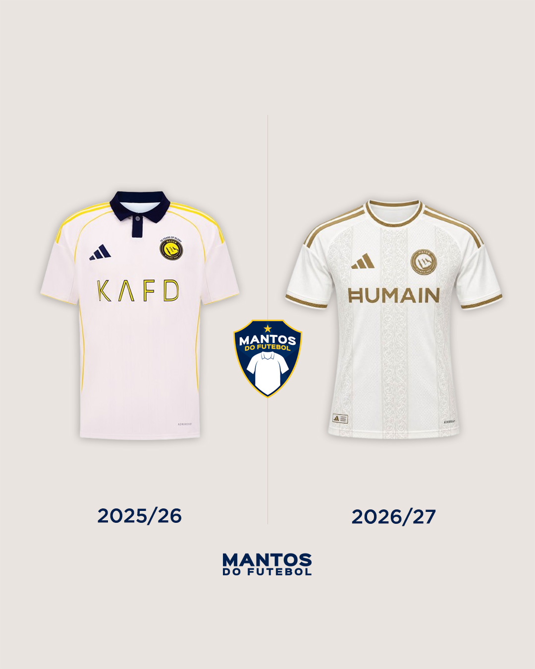 Terceira camisa do Al Nassr 2026-2027 adidas Antes x Depois