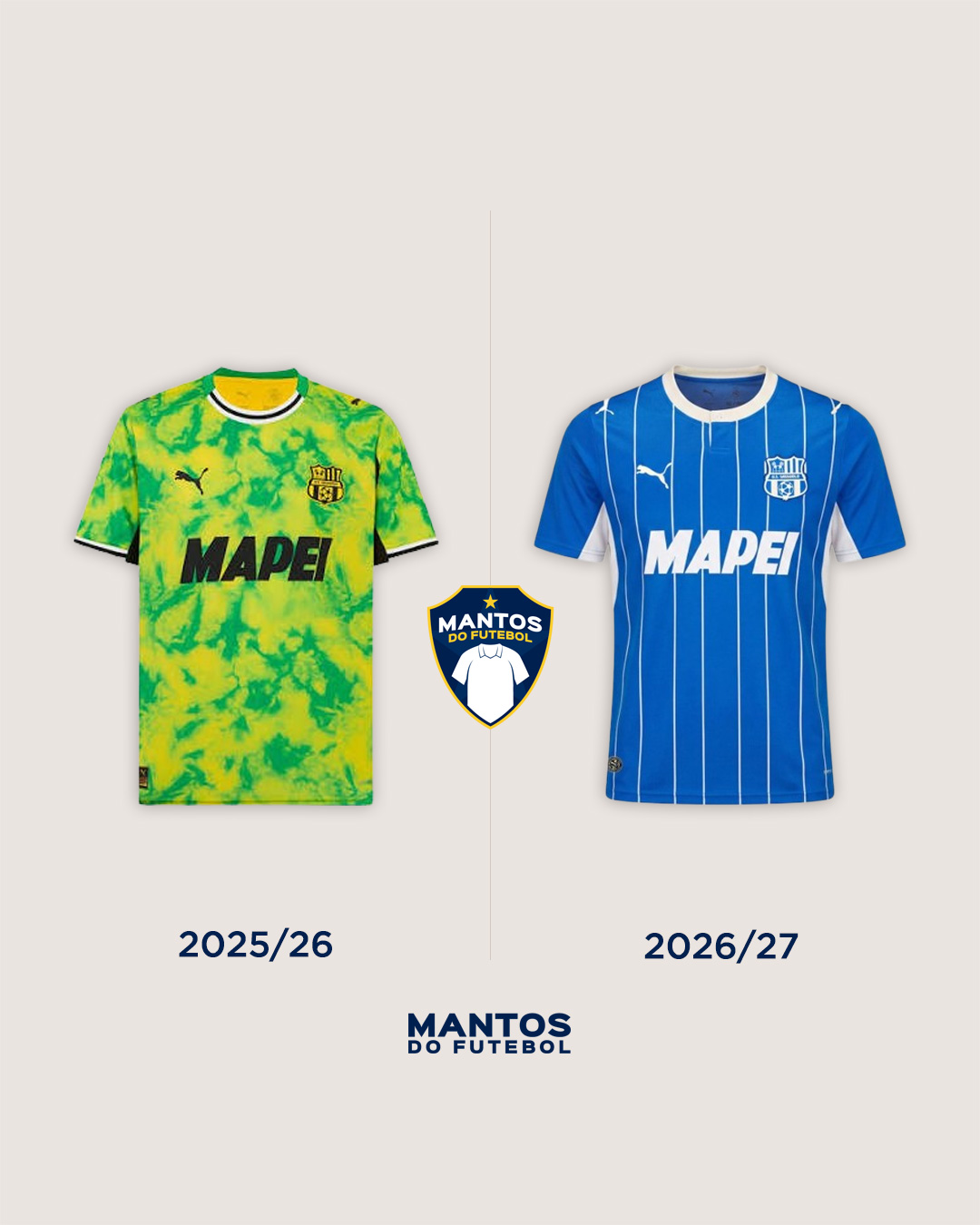 Terceira camisa sassuolo 2026-2027 puma Antes x Depois