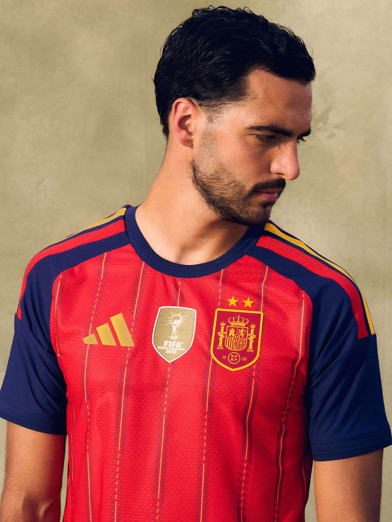 Espanha camisa duas estrelas patch de campeão mundial 2026