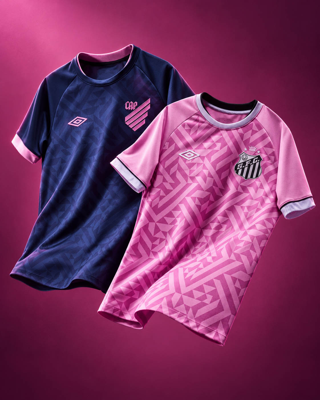 Camisas Outubro Rosa 2026 Umbro Femama Santos Athletico